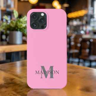 Minimalistisch roze monogram Case-Mate iPhone case