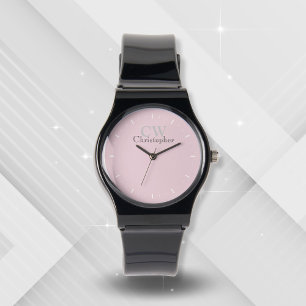 Minimalistisch roze monogram horloge