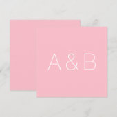 Minimalistisch roze monogram initiaal van een aang bedankkaart (Voorkant / Achterkant)