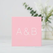 Minimalistisch roze monogram initiaal van een aang bedankkaart (Staand voorkant)