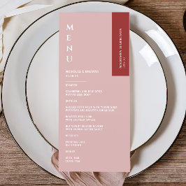 Minimalistisch roze mosterdhuwelijk menu