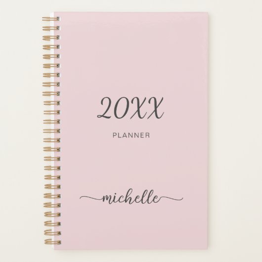 Minimalistisch roze mosterdmonogram 2023 Planner (Voorkant)