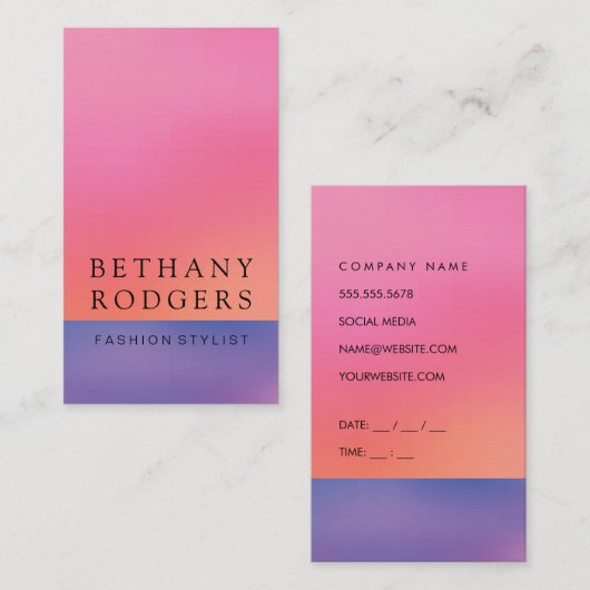 Minimalistisch roze Oranje Paars mengsel Visitekaartje (Voorkant / Achterkant)