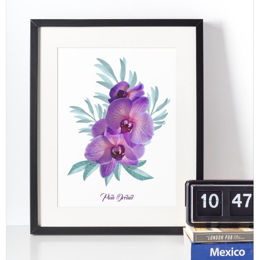 Minimalistisch roze orchidee bloemenmuur kunst Pos Poster