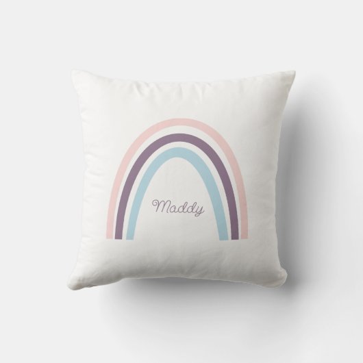 Minimalistisch Roze Paarse Blauwe Boho Regenboog Kussen (Achterkant)