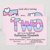 Minimalistisch roze Paarse hart ombre tweede Kaart (Voorkant / Achterkant)