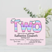 Minimalistisch roze Paarse hart ombre tweede Kaart (Staand voorkant)