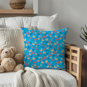 Minimalistisch Roze Paarse turguoise Vlinderpatroo Kussen