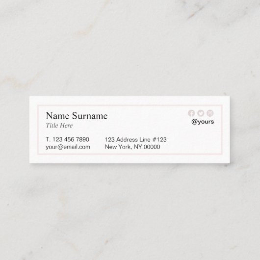 Minimalistisch roze pasteitekoton mini-Visitekaart Mini Visitekaartje (Achterkant)