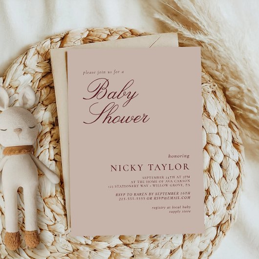 Minimalistisch Roze Pastel Baby shower Kaart