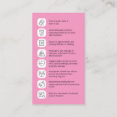 Minimalistisch roze pre/post behandeling lichaam b visitekaartje (Achterkant)