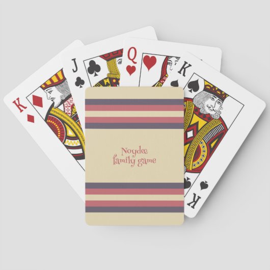 Minimalistisch, Roze Retro Strepen, Tekst op Crème Pokerkaarten (Achterkant)
