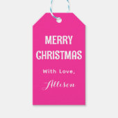 Minimalistisch roze retro vrolijk kerstfeest cadeaulabel (Voorkant)