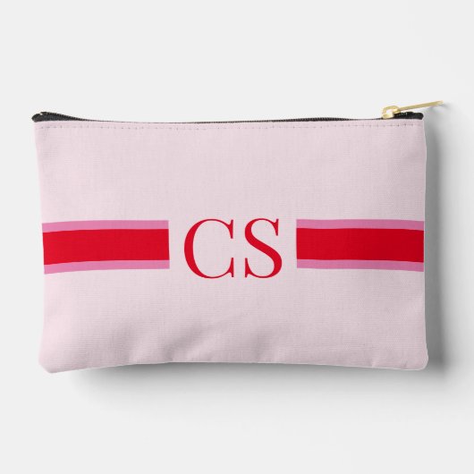 Minimalistisch roze rode streep Initiaal monogram Etui (Achterkant)