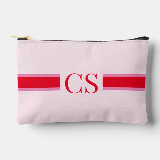 Minimalistisch roze rode streep Initiaal monogram Etui (Voorkant)