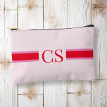 Minimalistisch roze rode streep Initiaal monogram Etui<br><div class="desc">Creëer uw eigen gepersonaliseerde cosmetische en make-up tas met moderne minimalistische initialen monogram.</div>