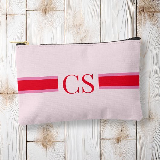 Minimalistisch roze rode streep Initiaal monogram Etui