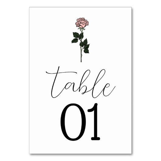 Minimalistisch Roze Roze Monogram Trouwtafel Numme Kaart (Voorkant)