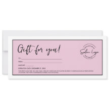 Minimalistisch roze salongeschenkbewijs met logo