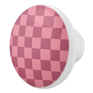 Minimalistisch roze schaakbordpatroon keramische knop