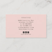 Minimalistisch Roze Schrift Monogram Naam Visitekaartje (Achterkant)