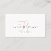 Minimalistisch Roze Schrift Monogram Naam Visitekaartje (Voorkant)