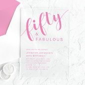 Minimalistisch roze script 50ste verjaardag acryl uitnodigingen