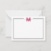 Minimalistisch Roze Script Naam Monogram Notitiekaartje (Voorkant)