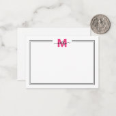 Minimalistisch roze scriptnaam Monogram Notitiekaartje (Voorkant / Achterkant in situ)