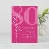 Minimalistisch roze tachtig 80ste verjaardagsfeest kaart (Staand voorkant)