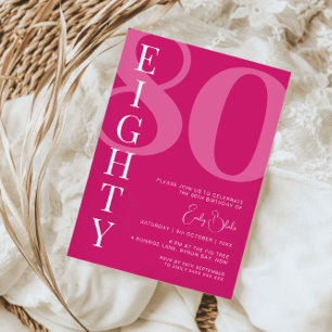 Minimalistisch roze tachtig 80ste verjaardagsfeest kaart