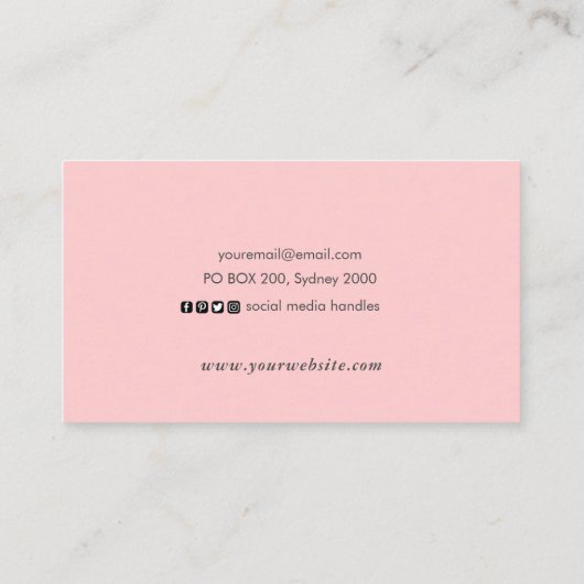 Minimalistisch roze Visitekaartje (Achterkant)