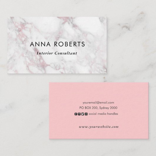 Minimalistisch roze Visitekaartje (Voorkant / Achterkant)