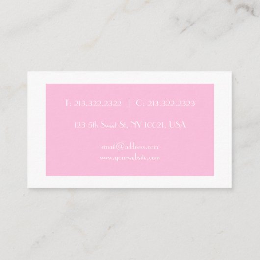Minimalistisch roze visitekaartje (Achterkant)
