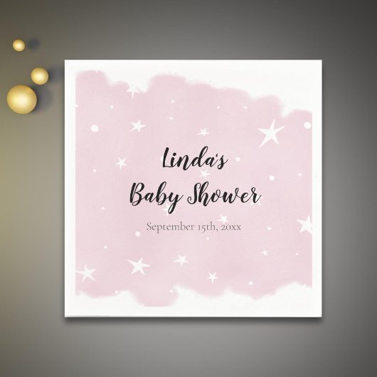 Minimalistisch roze Waterverf Baby shower Servet