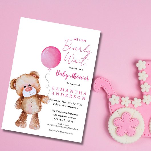 Minimalistisch roze 'We kunnen niet wachten!' Baby Kaart