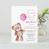 Minimalistisch roze 'We kunnen niet wachten!' Baby Kaart (Staand voorkant)