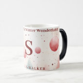 Minimalistisch Roze Winterbos Wonderland Monogram Magische Mok (Voorkant rechts)