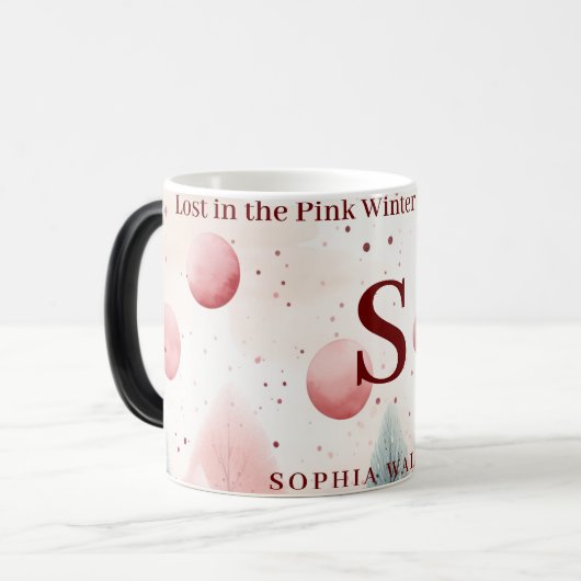 Minimalistisch Roze Winterbos Wonderland Monogram Magische Mok (Voorkant links)