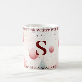Minimalistisch Roze Winterbos Wonderland Monogram Magische Mok (Center)