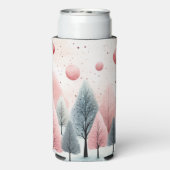 Minimalistisch Roze Winterbos Wonderland Monogram Seltzer Blikjeskoeler (Seltzer Achterkant)