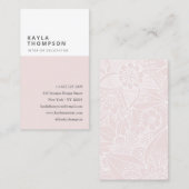 Minimalistisch roze wit kleurenblok bloemenpatroon visitekaartje (Voorkant / Achterkant)