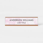 Minimalistisch Roze Wit Marmer Custom Bureau Naambordje (Voorkant)