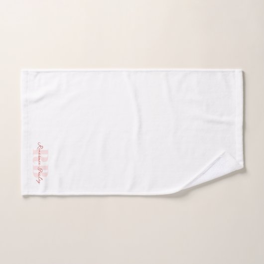 Minimalistisch roze-wit monogram bad handdoek (Handdoek)