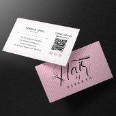Minimalistisch Roze Wit Patroon Haarstylist QR Cod Visitekaartje