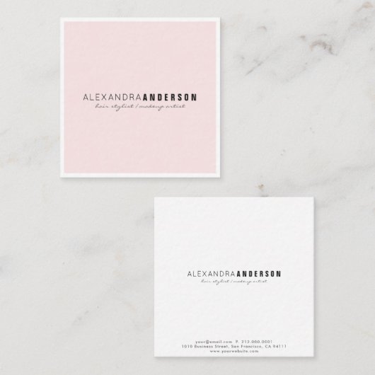 Minimalistisch Roze Witte Grens Vierkant Visitekaa Vierkante Visitekaartje (Voorkant / Achterkant)