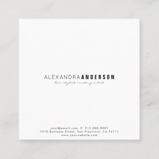 Minimalistisch Roze Witte Grens Vierkant Visitekaa Vierkante Visitekaartje (Achterkant)