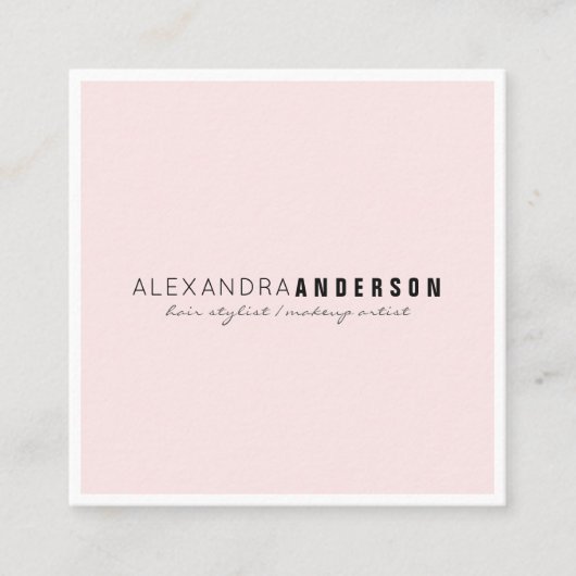 Minimalistisch Roze Witte Grens Vierkant Visitekaa Vierkante Visitekaartje (Voorkant)