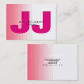 Minimalistisch roze witte monogram Trendy Modern Visitekaartje (Voorkant / Achterkant)