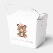 Minimalistisch Roze Woodland Beer Verjaardagsgunst Bedankdoosjes (Achterkant)